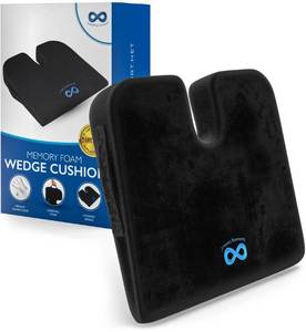lot 19869 image: Everlasting Comfort Memory Foam Car Seat Cushion - Tailbone Pain Relief, Driving Seat Cushion for Short People - Office, Wheelchair, Gaming Chair, Travel - Non-Slip, Washable Cover