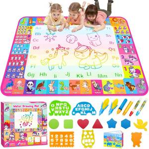 lot 19871 image: Aqua Water Doodle Mat - Kids Drawing Mat Toddlers Educational Toys for Age 3 4 5 6 7 8 Year Old Boys Girls Gifts - Neon Color Mat Doodle Board Writing Drawing Toys Holiday Christmas Birthday Gifts