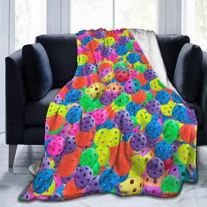 lot 20283 image: Pickleball Colorful Ball Pattern Flannel Throw Blanket Lightweight Soft Warm Bed Throws for Home Couch Room Sofa Office Travel Camping Dorm Decor Adults Kids Gifts 60x50 Inch