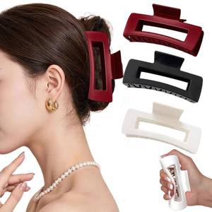 lot 20287 image: 3 Pcs Silicone Claw Clips for Women, Soft Square Matte Cloud Hairpin, Non-Slip Strong Hold Grip for Thick or Thin Hair, Flexible Anti Collision Beauty Accessory (Black, White, Red)