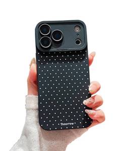 lot 20289 image: YUMUPIFE Compatible with iPhone 17 Pro Max Case Cute Aesthetic Polka Dot Pattern Design for Girls Women, Soft Silicone Shockproof Protective Designed for iPhone 17 Pro Max Case-Black