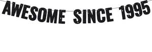 lot 20296 image: Awesome Since 1995 Banner, 30th Birthday Decorations Banner for Women Men BLACK Glitter Birthday Party Decor Sign Funny 30 Bday Party Supplies 30th Party Decoration (Gold)