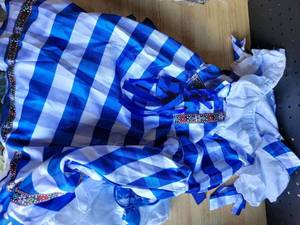 lot 20327 image: Dress Blue White Gingham Check Ruffle Short Sleeve (XXL)