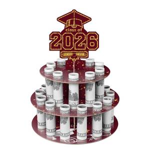 lot 20342 image: Ranfashiong Graduation Money Holder for Cash Gift Cake with 24 Bill Slots, Congrats Class of 2026 Grad Party Supplies (Red)