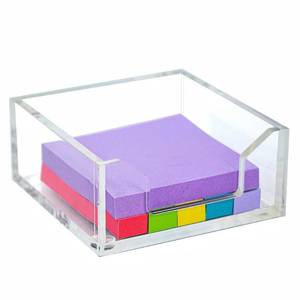 lot 20382 image: Dealpoli Clear Acrylic Sticky Note Holder Desk Organizer, 3.94in x 3.94in x 1.77in Memo Dispenser for Office Home School Post Bank Accessories(DP005)