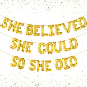 lot 20414 image: KatchOn Gold She Believed She Could So She Did Balloons - 16 Inch  Congrats Balloon for Congratulations Decorations  Graduation Balloon for Graduation Decorations 2026, Congrats Grad Decorations