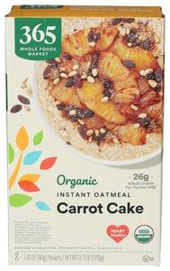 lot 12295 image: 365 Whole Foods Market Organic Instant Oatmeal Carrot Cake 8-Pack