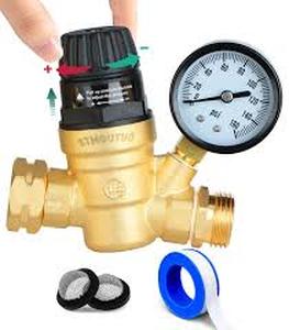 lot 12311 image: Water Pressure Regulator Valve with Gauge