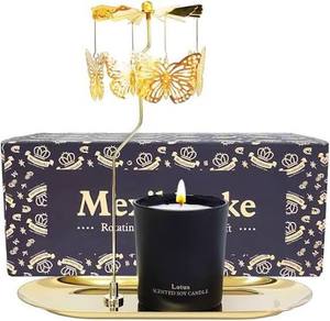 lot 14323 image: Candle Gift for Women, Rotating Lavender Scented Candles for Mom, Birthday Gift Carousel Candle Holder Set for Wife Friends Sister Christmas Anniversary Valentine Mother�s Day Candles