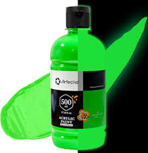 lot 14376 image: Artecho Acrylic Paint 500ml 17 US fl oz Glow and Neon Green