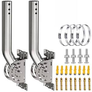 lot 1719 image: 430 Stainless Steel Heavy Duty Antenna Mount, 2-Pack 13 in Three-Screw Locking Pivot J-Pole for Wall, Eave or Roof, 1.38 in OD, for Outdoor Point to Point AP Access Point CPE WiFi Extender Repeater