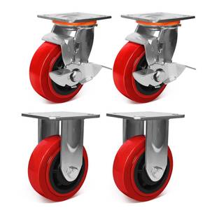 lot 1755 image: 5inx2in Polyurethane Wheels- Heavy Duty Casters Set of 4, Industrial Grade Polyurethane Casters 4000 lbs Load Capacity. Use for Workbench, Industrial Equipment (2 Brake and 2 Rigid)