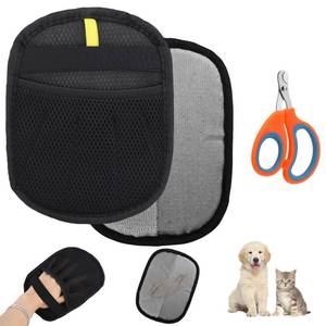 lot 2298 image: Fukaisu Electrostatic Pet Hair Removal Gloves, Five-Finger Animal Fur Removal Tool, Reusable Dog Cat Hair Magic Remover Gloves Brush with Nail Clipper Grooming Glove for Clothes Couch Carpet Car Seat