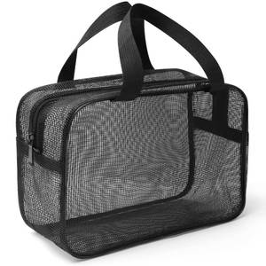 lot 2321 image: Gocvo Mesh Shower Caddy Mash Shower Bag Black Portable Mesh Accessories Organizer Tote for Gym College Dorm Room (Black-Large)