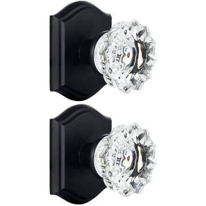 lot 2334 image: CLCTK 2 Pack Glass Dummy Door Knobs, Antique Inactive Crystal Half-Dummy Door Knobs for Hall and Closet, Matte Black
