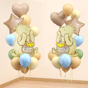 lot 2342 image: Classic Winnie Bear Baby Shower Birthday Decorations Balloons, 3D Vintage Original Pooh Bear Helium Balloons with Heart Star for Boys Girls Baby Shower Birthday Gender Reveal Large 23Inch
