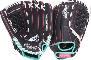 lot 2345 image: Rawlings  Sure Catch Youth Series Softball Glove  12in  Right Hand Throw  BlackMintPink