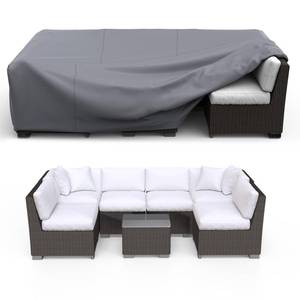 lot 2360 image: BROSYDA Patio Furniture Set Cover Waterproof, Heavy Duty Funiture Covers for Outdoor Sectional Sofa Set Wicker Rattan Table Chair Rectangular,62inL42inW28inH,Grey