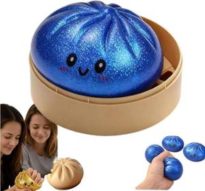 lot 2367 image: Mystery Glitter Dumpling Squishy Pack with Steamer Box, Glitter Dumpling Squishy with Box, Dumplings Sensory Squeeze Toy