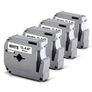 lot 2370 image: Labelife M-K231 PTM95 Label Tape Replace for Brother M Tape P Touch M-K231S M231 MK231 M-231 12mm 0.47 Inch for Brother PTouch PT-M95 PT-65 PT-80 PT-70 PT-45 PT-90 Label Makers, Black on White, 4 Pack