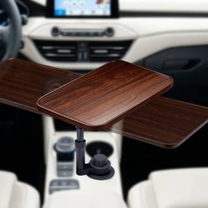lot 3299 image: Punwocy Car Desk for Laptop, 360° Swivel, Height Adjustable Wood-Grain Tray