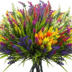 lot 3335 image: Grunyia Artificial Lavender Plants with Mixed Color Flowers, 20 Bundles, Outdoor Decorative Grass