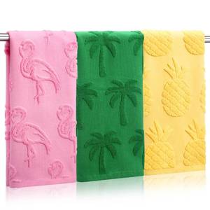 lot 4242 image: Newwiee 3 Pcs Summer Tropical Hand Towel for Bathroom Kitchen Pineapple Flamingo Palm Tree Dish Towels Decorative Jacquard Weave Cotton Absorbent Washcloths for Beach Pool Decor Gifts 14 x 29 Inch