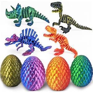 lot 4246 image: Kyerivs 4PCS 3D Printed Dinosaur Easter Egg, Cool 3D Printer Dinosaur Fidget Toys for Kids, Animals Fidget Dinosaur Eggs, Prefilled Easter Eggs Basket Stuffers Toys for Kids Boys Teen
