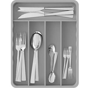 lot 4252 image: Simple Houseware 5 Compartments Kitchen Drawer Flatware, Gray