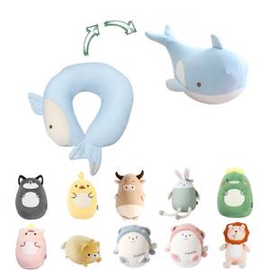 lot 4270 image: stocaggio Kids Travel Pillow - 2-in-1 Deformable Kids Neck Pillow for Traveling, Soft U-Shaped Pillow with Adorable Animal Design, Comfy Sleep and Play, Ideal for Airplanes and Cars - Blue Whale