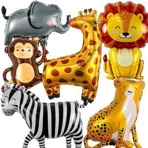 lot 4287 image: 6PCS Giant Zoo Animal Balloons Safari Animal Foil Balloons Elephant Zebra Lion Giraffe Monkey Leopard for Jungle Birthday Party Wild One Baby Shower Party Decorations
