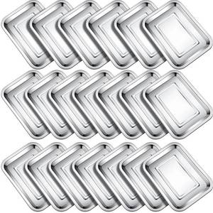 lot 5244 image: 20 Pieces Baking Sheets Baking Tray for Oven Stainless Steel Nonstick Cookie Sheet Baking Pan Toaster Oven Tray 11 x 8 x 0.8 Inch Small Baking Pans Non Toxic and Healthy, Easy Clean, Dishwasher Safe