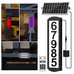 lot 5246 image: Solar House Numbers with Separate Panel, IP65 Waterproof LED Illuminated Address Sign RGB and White 6000K for Outside Horizontal and Vertical Mounted for Mailbox, Mailman, Visitors, 911, Ubereats Delivery