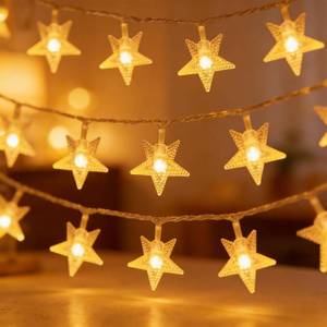 lot 6243 image: Star String Lights for Bedroom - 17 Ft 50 LED Fairy Christmas Lights Battery Operated, Indoor Outdoor Waterproof Star Twinkle Light for Tent Loft Bed Party Camping Decor