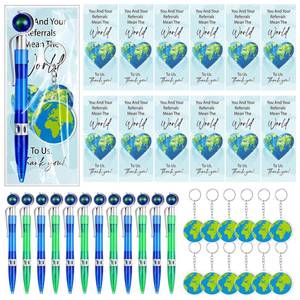 lot 6323 image: Chivertion 24 Set Earth Day Gift Bulk Retractable Cute Globe Pens with Mini Globe Keychains Thank You Cards Earth Day Party Favors Tellurion Black Ink Ballpoint Pens for Office Supplies