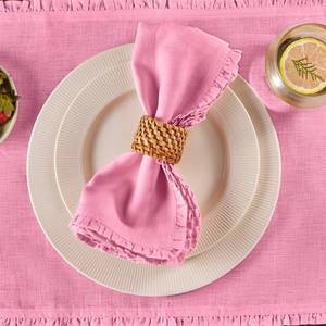 lot 6330 image: Solino Home Ice Water Linen Dinner Napkins 20 x 20 Inch - 100percent Pure Linen Juliette Ruffle Cloth Napkins Set of 4 for Summer - Handcrafted and Machine Washable