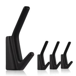 lot 6346 image: SIAMESE Aluminum Towel Hooks, 4 Pcs Matte Black Coat Hooks, Wall Hooks for Clothes, Jackets, Shower, Robe, Hat, Towel, in Bathroom, Kitchen, Living Room, Bedroom(Matte Black)