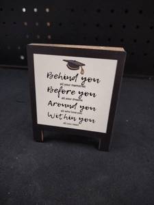 lot 6354 image: Graduation Inspirational Quote Wooden Plaque Block lot of 2 various stands