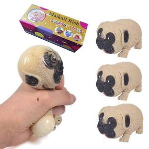 lot 6361 image: Novel Dog Stress Relief Squeeze Toy 3 Pack Pug Dogs Soft Gel Ball Fidget Hand Sports Toy to Relieve Anxiety for Adults and Kids