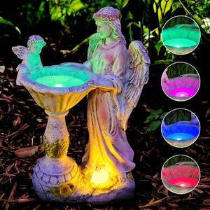 lot 11272 image: Solar Garden Statue Outdoor Decor, Angel Garden Figurine with Color Changing Light Waterproof Outdoor Statue Resin Sculpture Lawn Ornament for Patio Lawn Yard Christmas Birthday Housewarming Gift