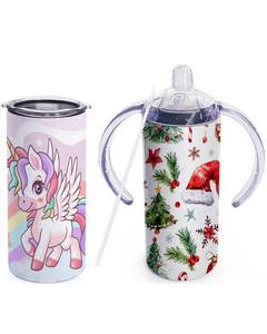 lot 11293 image: ZREGGUR 12 oz Kids Sippy Cup With Handle,Sublimation Blanks Tumbler 1 Pcs (Used)