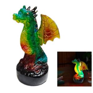 lot 11336 image: Neioaas Retro Dragon Stained Resin Table Lamp - Animal Table Lamp Series, Vintage-Style Bedside Light, Unique Dragon Design for Home Dcor Living Room and Bedroom