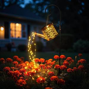 lot 12008 image: Solar Garden Lights Outdoor Decoration, Metal Solar Watering Can Lights Outdoor Waterproof, Small Patio Light Yard Lawn Pathway Decor, Gardening Gifts for Women Mom Grandma