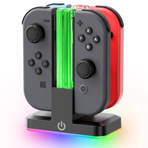 lot 12011 image: Switch Joycon Charger for SW 1 Model with 9 RGB Light Modes, Switch Controller Charger Stand with LED Indicators, SW Charging Dock Station for 4 Joycon Charging