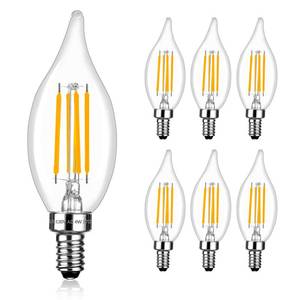 lot 12024 image: Brtstiun E12 LED Bulb Dimmable 40 Watt Equivalent, 4W C35 Candelabra 470 Lumens 2700K Soft Warm White, CA11 Flame Tip Candle LED Chandelier Light Bulbs, 6 Pack