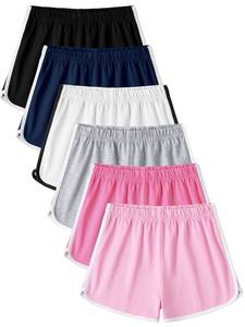 lot 12033 image: Poroka 6 Pack Girls Cotton Athletic Shorts Toddler Summer Dolphin Running Sports Shorts Kids Casual Active Short