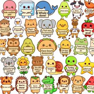 lot 12040 image: 800PCS Teacher Stickers for Kids Classroom by Puraesla - Motivational Affirmation Sticker Gift, Emotional Support Rewards for Schools, Positive Animal Funny Gift Inspirational Bulk