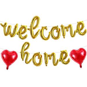 lot 12045 image: TONIFUL Welcome Home Balloons,Gold Cursive Welcome Home Foil Balloons Banner 16 Inch Welcome Home Party Decorations for Homecoming Party Decorations House Warming Party Family Gathering Supplies