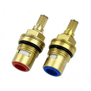 lot 12047 image: 2 Pcs Ceramic Cartridges Replace,Compatible with Grohe Faucet 12 Inch Hot and Cold Faucet Cartridge,14 Turn,Rotation Angle 90 Degree to close,45882000 45883000