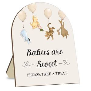 lot 12049 image: Winnie The Pooh Baby Shower Decoration Sign - Classic Pooh Babies are Sweet Please Take A Treat - 9  11IN